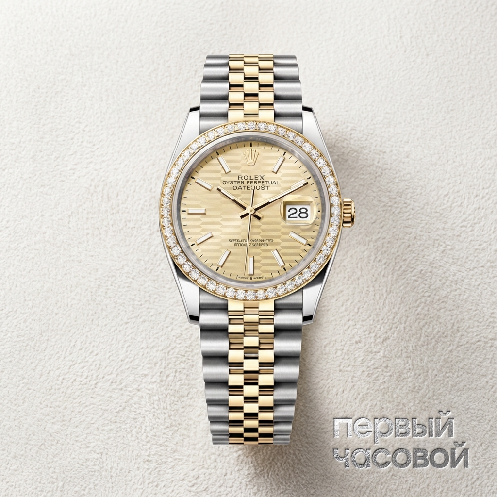 Rolex Datejust 36Mm Oystersteel Yellow Gold And Diamonds Pattern Motif