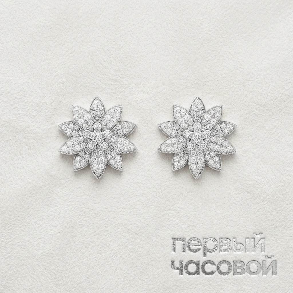 Купить украшение Van Cleef &amp; Arpels Lotus Earrings, Medium Model VCARO96C00: в наличии в Москве!