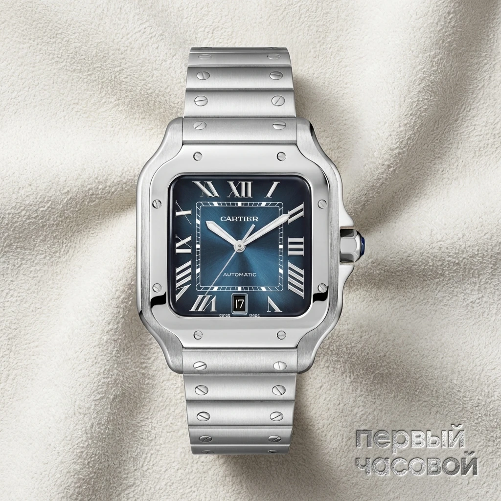 Купить элитные часы Cartier Santos De Cartier Large Blue Dial WSSA0071: в наличии в Москве!