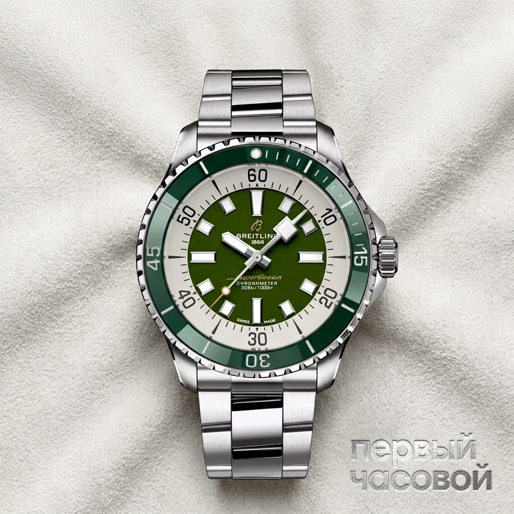 Купить элитные часы Breitling Superocean Automatic 44 Green Dial A17376A31L1A1: в наличии в Москве!