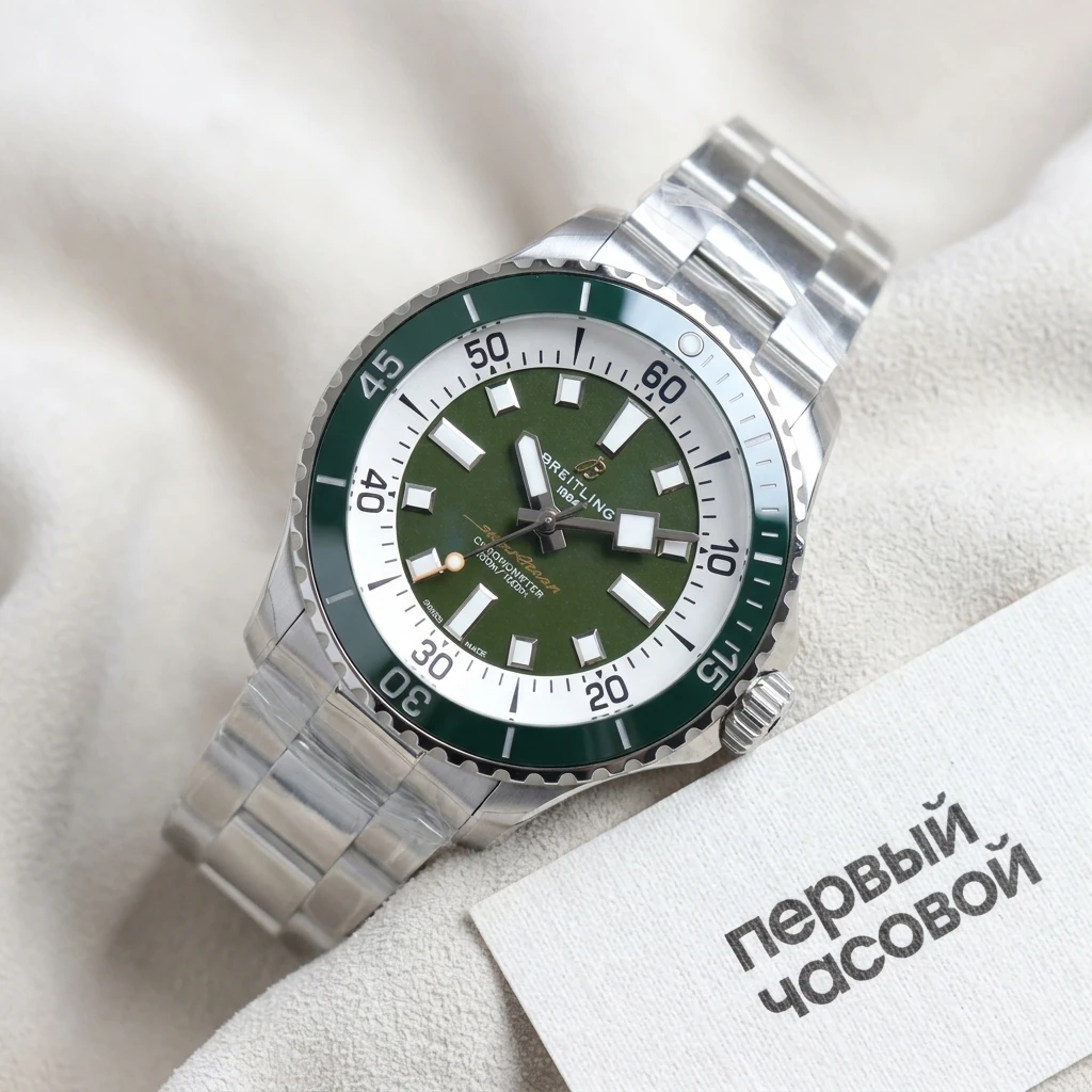 Купить элитные часы Breitling Superocean Automatic 44 Green Dial A17376A31L1A1: в наличии в Москве!