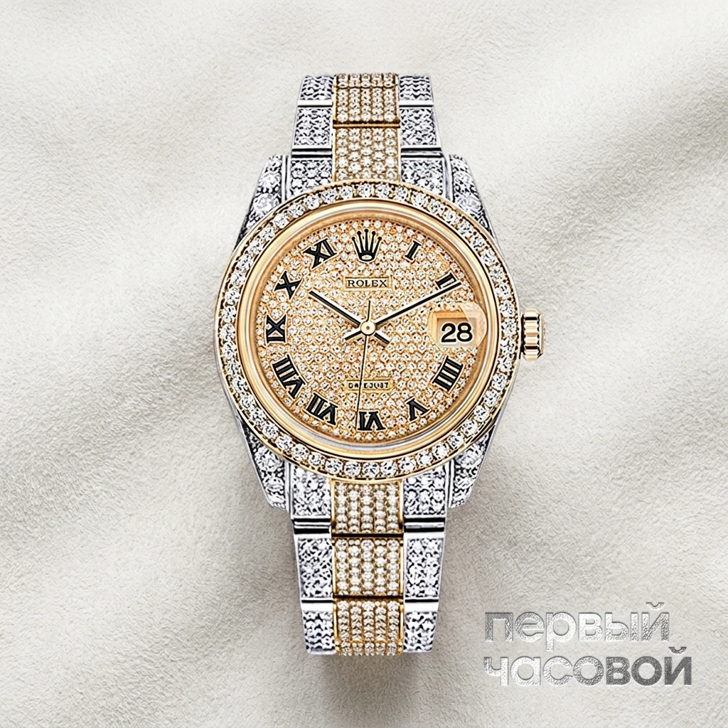 Rolex Datejust 41 mm Twotone Full Pave Custom Diamonds 126303 FIX