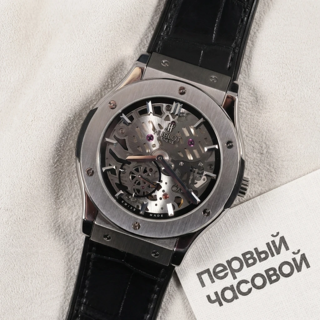 Купить элитные часы Hublot FUSION CLASSICO ULTRA-THIN SKELETON TITANIUM 45MM 515.NX.0170.LR: в наличии в Москве!