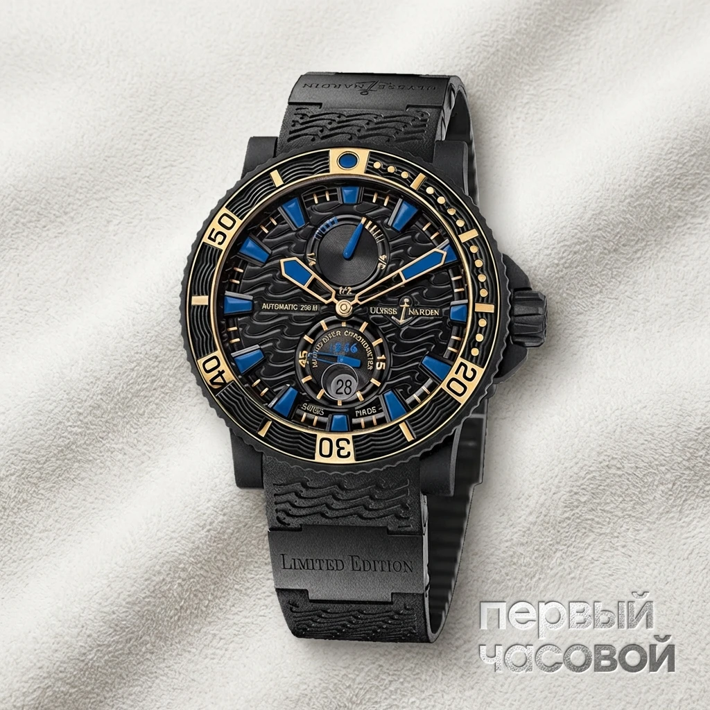 Купить элитные часы Ulysse N Maxi Marine Diver Black Sea Limited Edition 263-92LE-3C/923-RG: в наличии в Москве!
