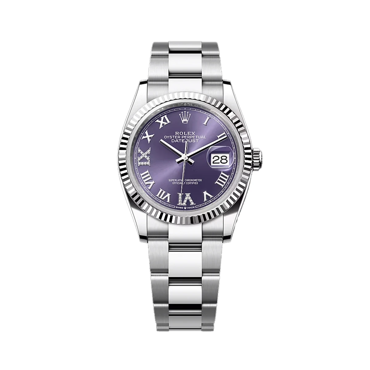 Купить элитные часы Rolex Datejust 36mm Steel &amp; White Gold Purple Dial Oyster 126234: в наличии в Москве!