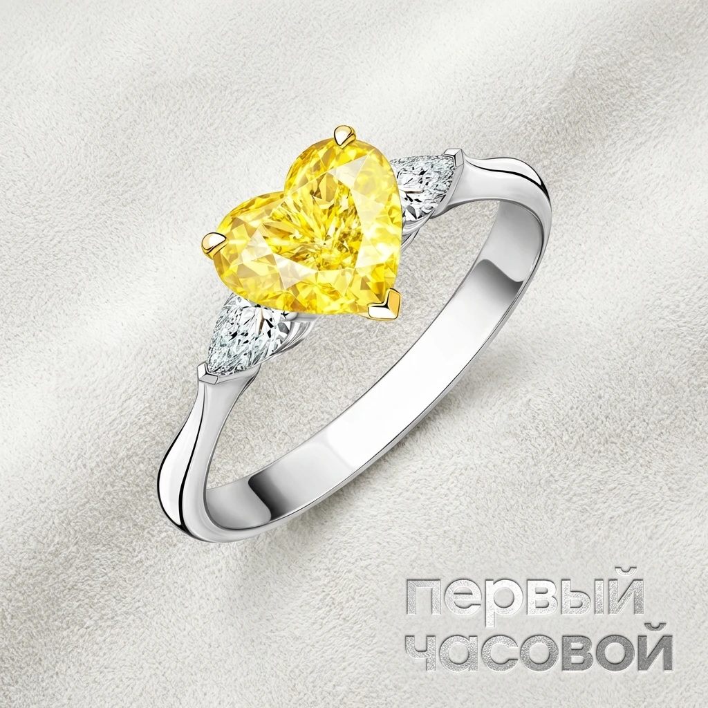 Купить украшение Studio jewelry Кольцо 3,06 ct. Fancy Light Yellow/VS1 (Heart Diamond) : в наличии в Москве!