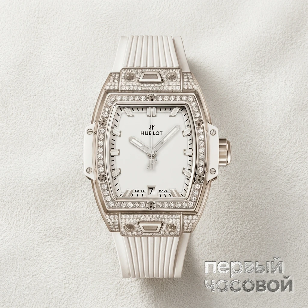 Купить элитные часы Hublot Shaped Spirit Of Big Bang Titanium White Pave 662.NE.2010.RW.1604: в наличии в Москве!