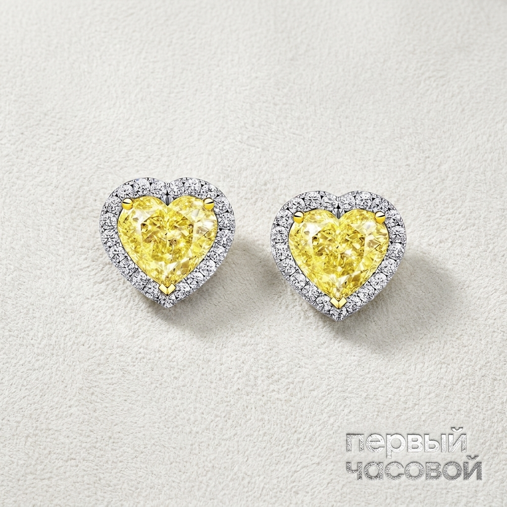 Studio jewelry Серьги 2,01/2,01 ct. Y to Z/VS &amp;quot;Heart Diamonds&amp;quot;