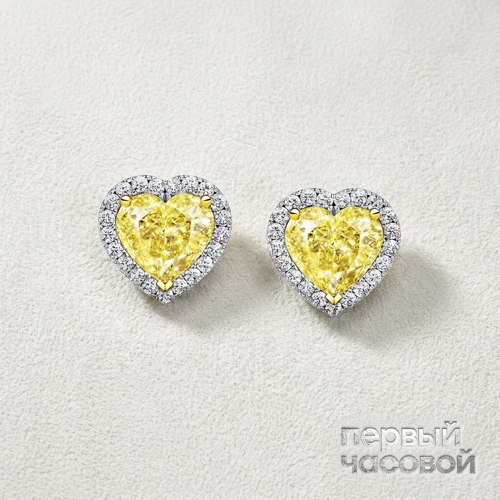 Studio jewelry Серьги 2,01/2,01 ct. Y to Z/VS "Heart Diamonds"