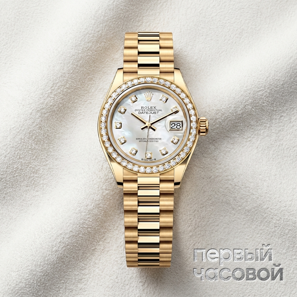 Rolex Datejust 28Mm Yellow Gold Mop Dial Diamond Bezel