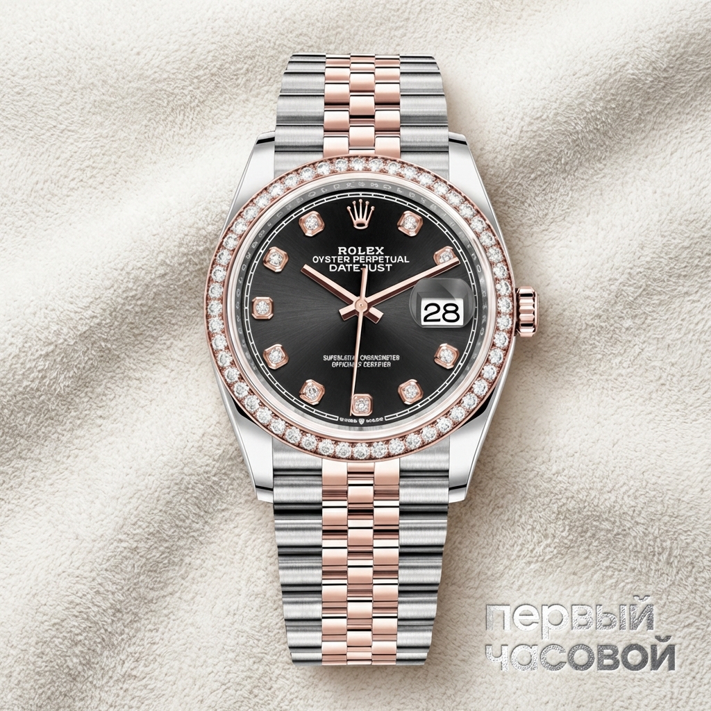 Rolex Oyster Perpetual Datejust 36 mm Everose Rolesor Factory diamonds 2021