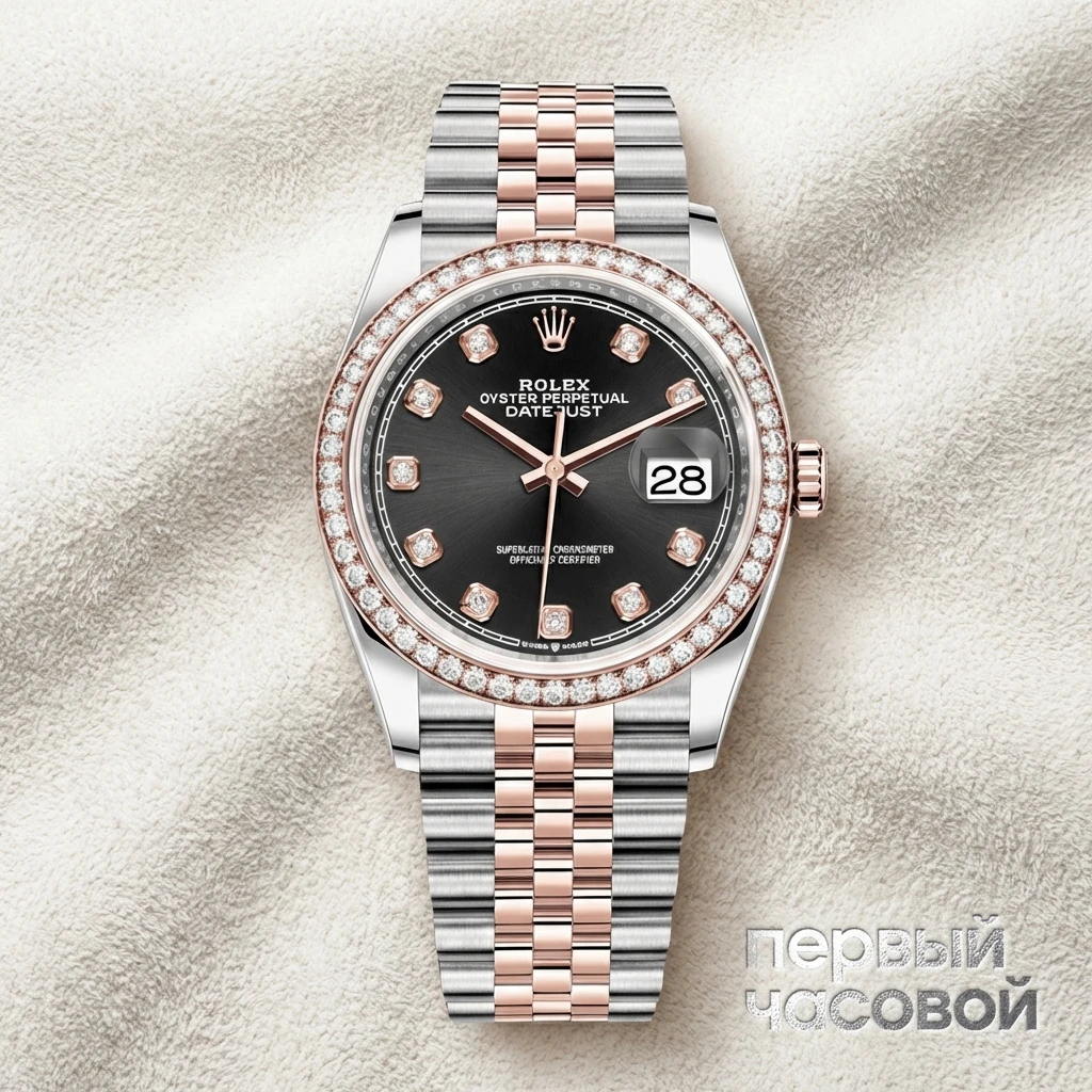 Rolex Oyster Perpetual Datejust 36 mm Everose Rolesor Factory diamonds 2021 126281RBR