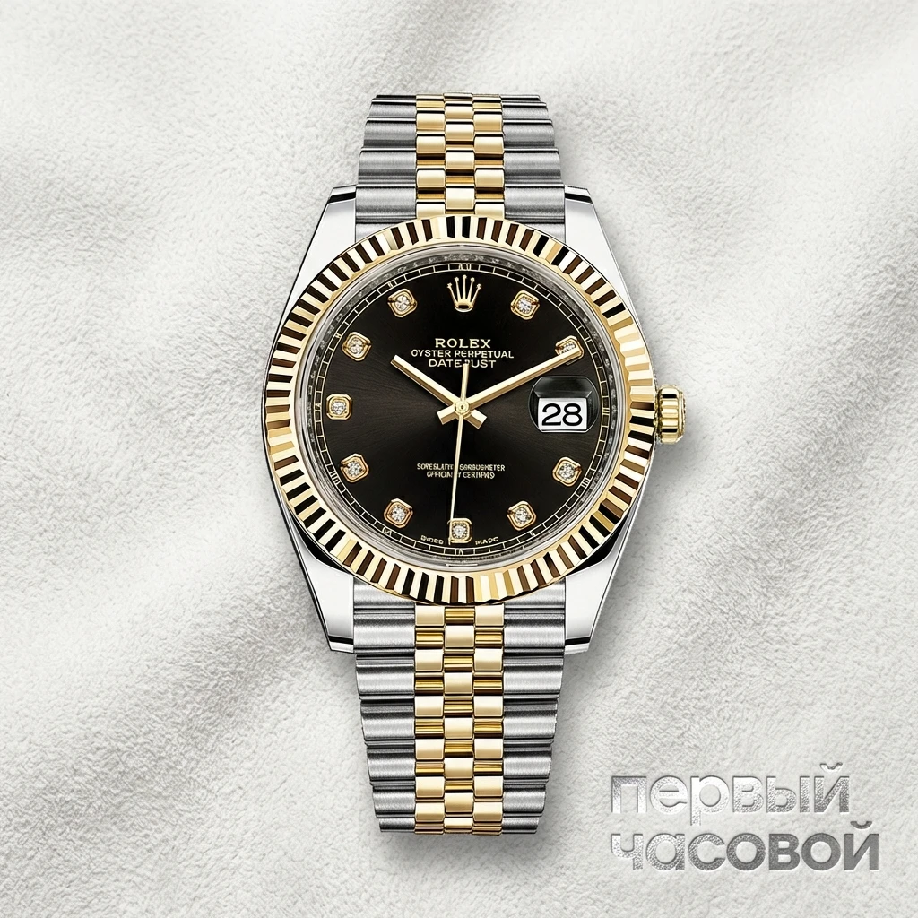 Rolex Oyster Perpetual Datejust Ii Steel And Yellow Gold Black Dial Diamond Index 126333
