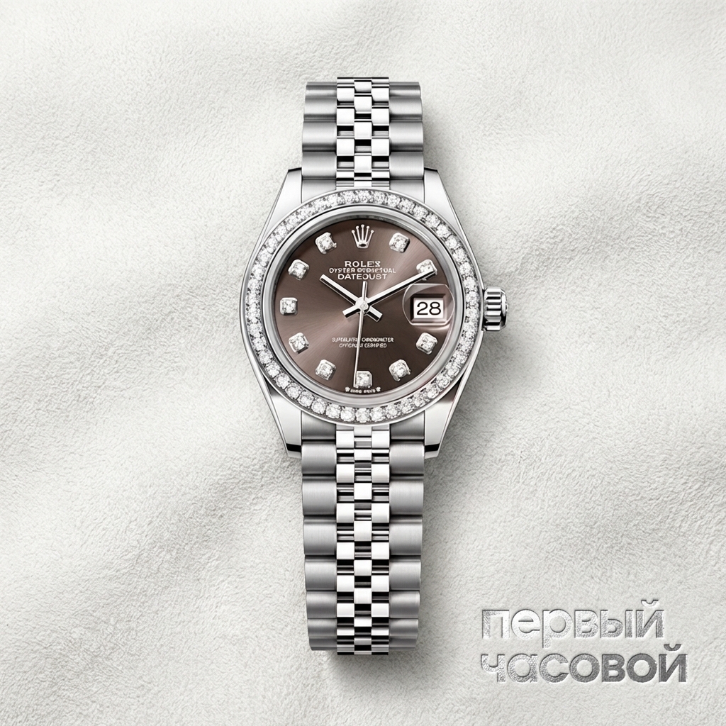 Rolex Lady-Datejust 28Mm Grey Dial Diamonds