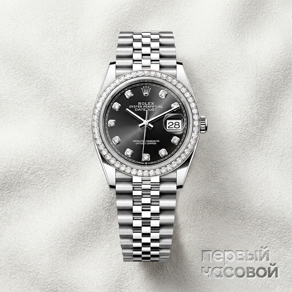 Rolex Oyster Perpetual Datejust 36 Diamonds Bezel Black Dial