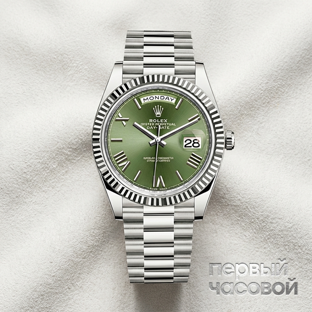 Rolex Oyster Perpetual White Gold Day-Date Olive Dial