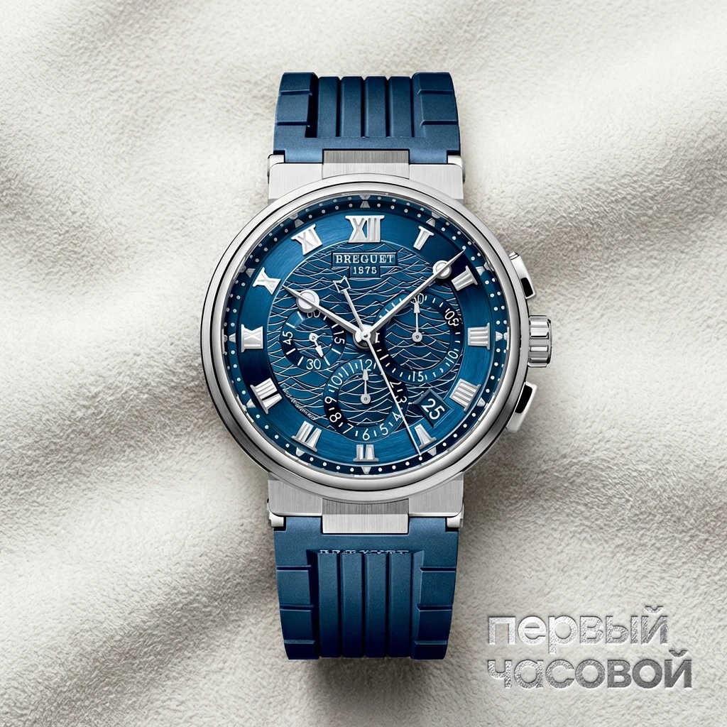 Купить элитные часы Breguet Marine Chronograph White Gold Blue Dial 5527BB/Y2/9WV: в наличии в Москве!