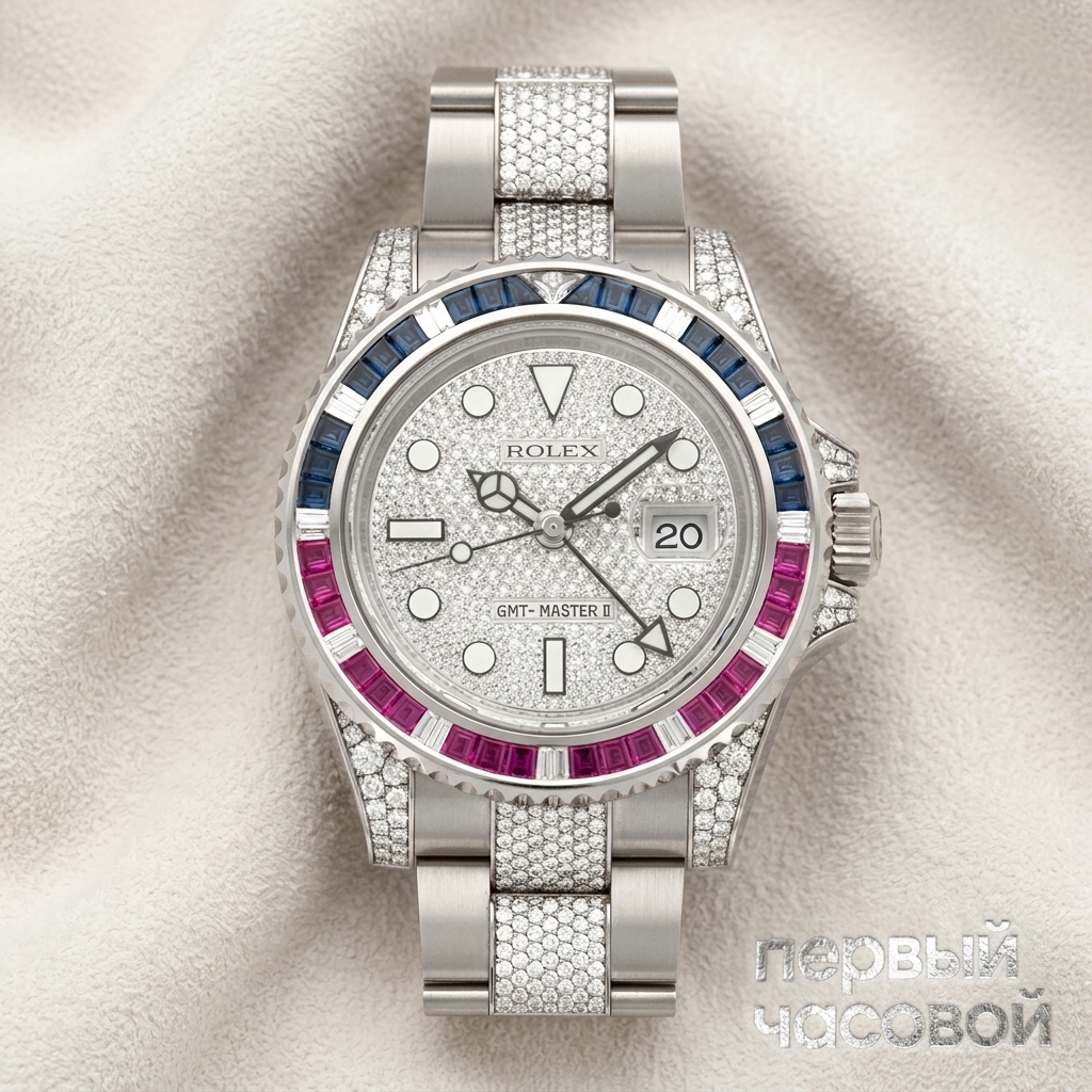 Rolex Gmt Master Ii Оригинальные Камни Sapphire Ruby Pave Dial