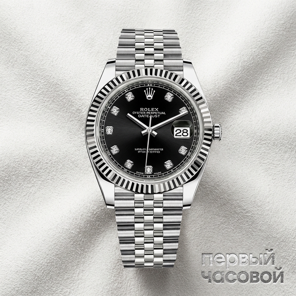 Rolex Datejust 41Mm Black Dial Diamond Index