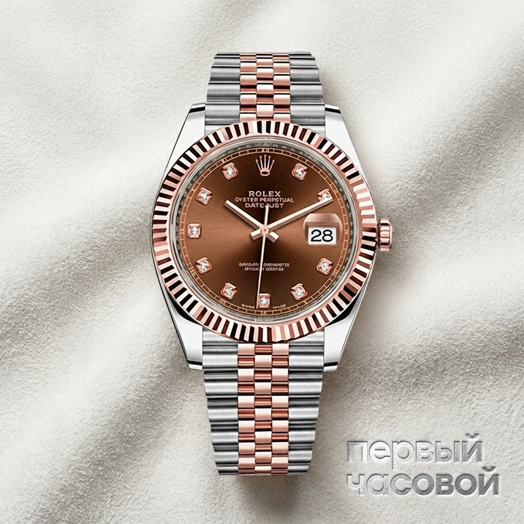 Купить элитные часы Rolex Datejust Rolesor Everose Gold Chocolate Dial with Diamonds 41 mm 2022 126331: в наличии в Москве!