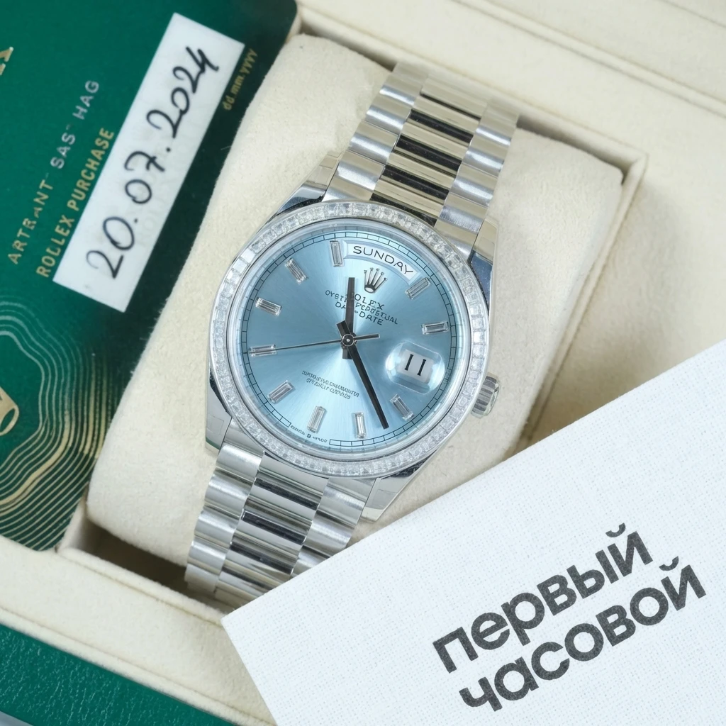 Купить элитные часы Rolex Day-Date 36 Mm Platinum And Diamonds 128396TBR: в наличии в Москве!
