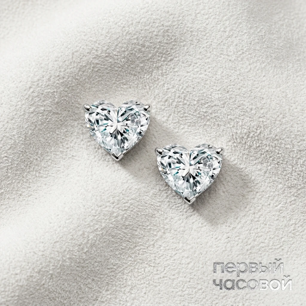 Studio jewelry Серьги 0,75/0,76 ct. F/VVS1 "Heart Diamonds"