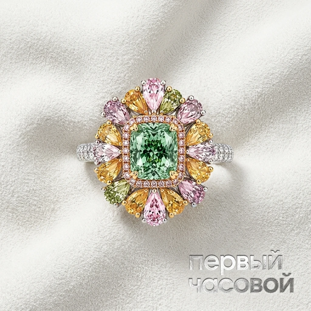 Кольцо с бриллиантом 1,71 карата Light Green-Yellow/VS1