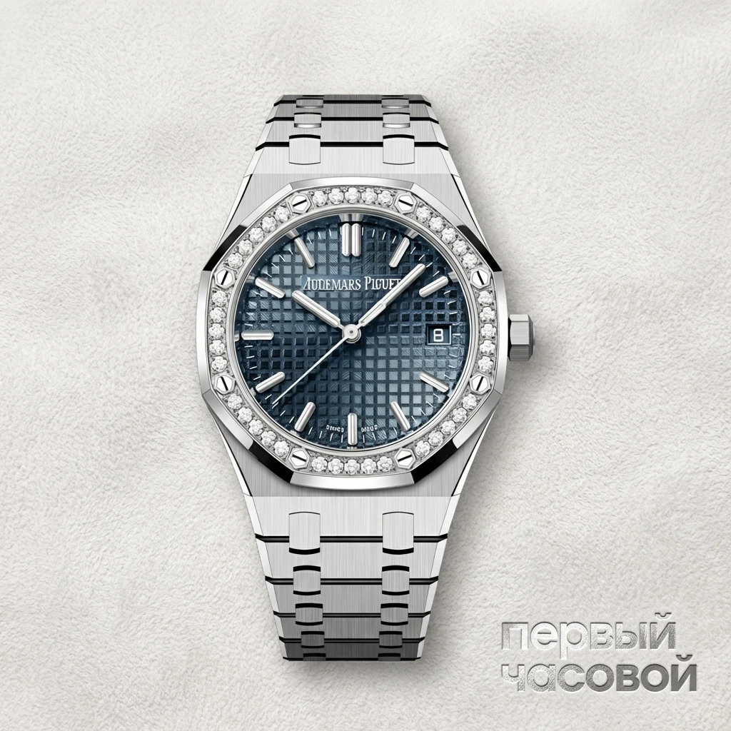 Купить элитные часы Audemars Piguet Royal Oak Selfwinding 34 mm Blue Diamonds 77451ST.ZZ.1361ST.04: в наличии в Москве!
