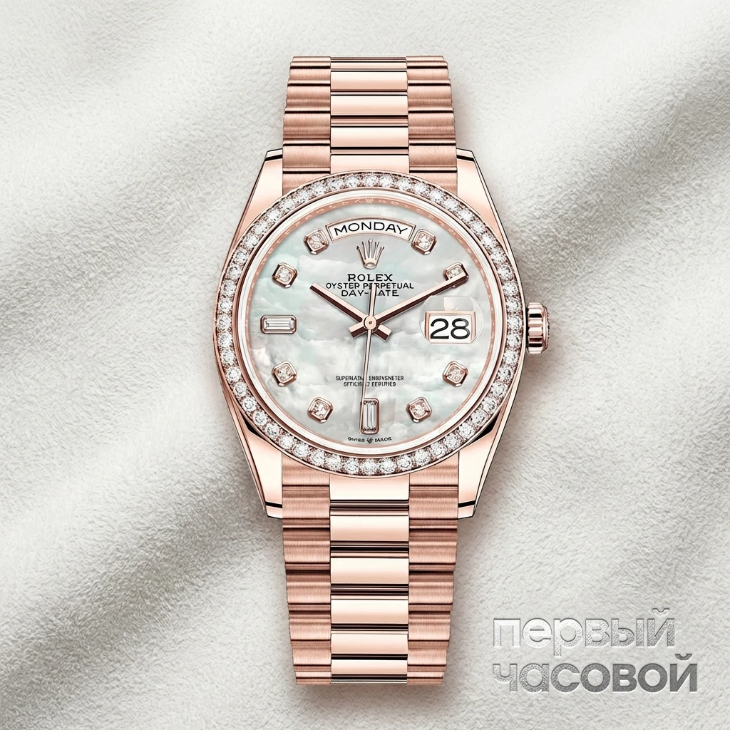 Rolex Day-Date 36mm Everose 36mm MOP 128345RBR MOP Diamond