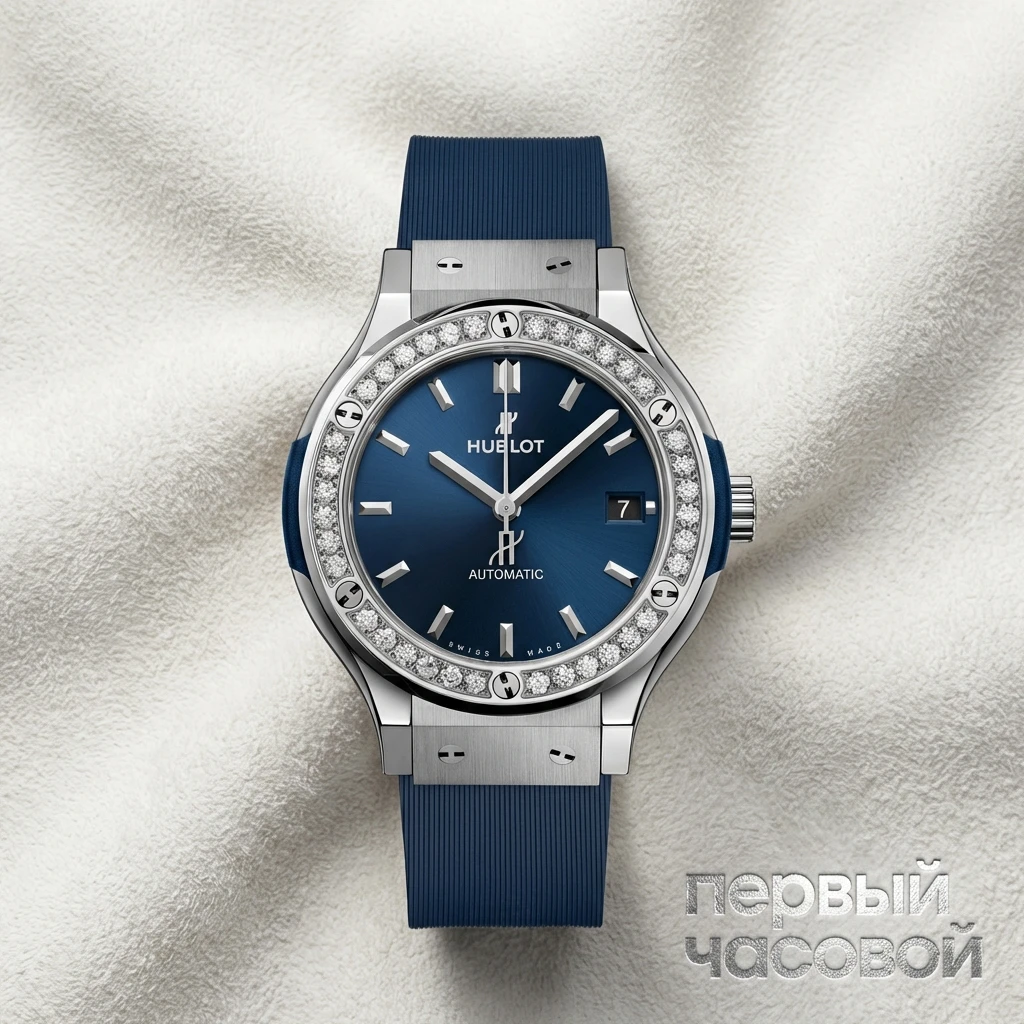 Купить элитные часы Hublot Classic Fusion Titanium Blue Diamonds 565.NX.7071.RX.1204: в наличии в Москве!