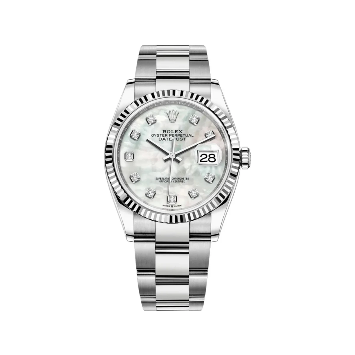 Купить элитные часы Rolex Datejust 36mm Steel &amp; White Gold Diamonds Mother of Pearl 126234-0020: в наличии в Москве!