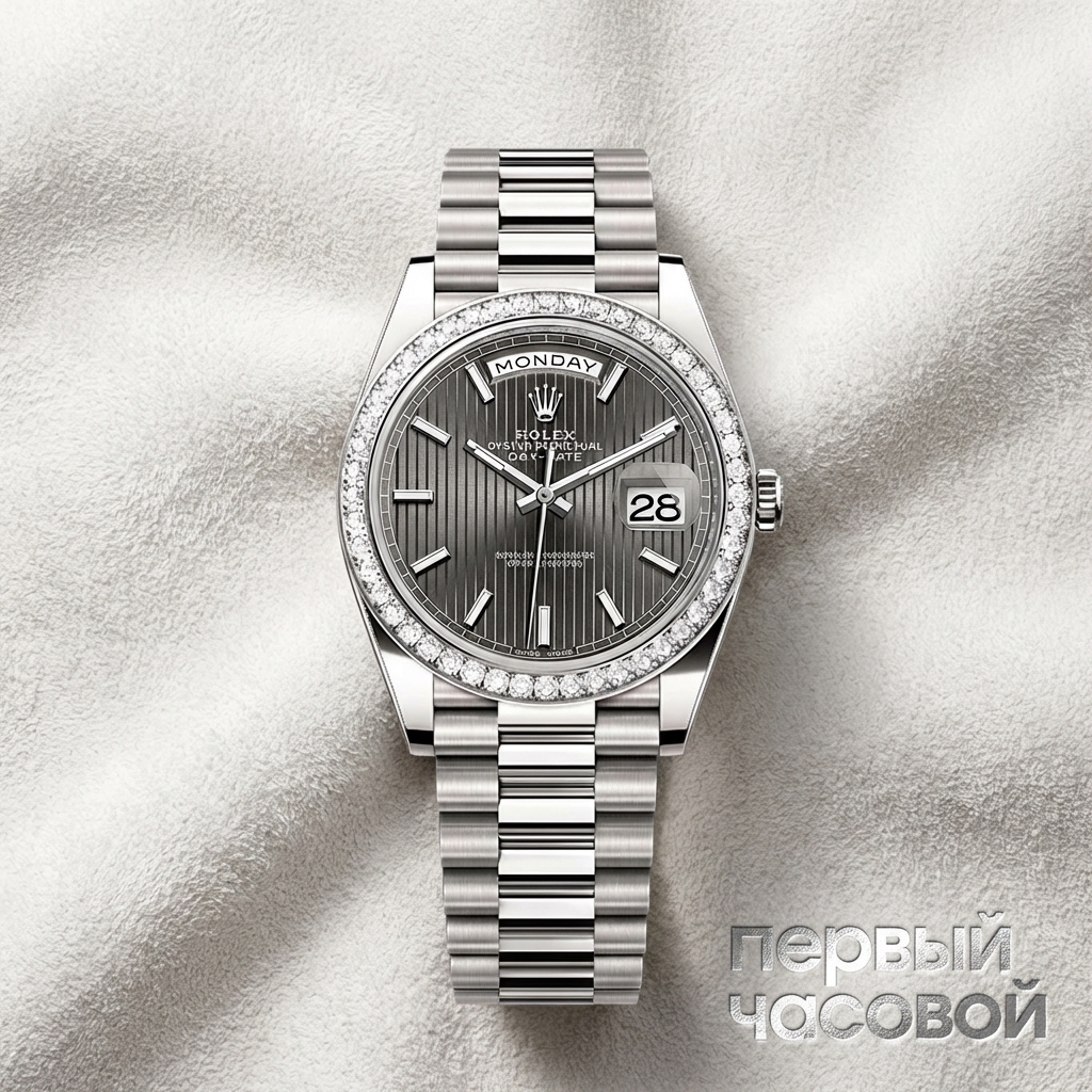 Rolex Oyster Perpetual Day-Date 40 Mm White Gold Stripe Motif Dial