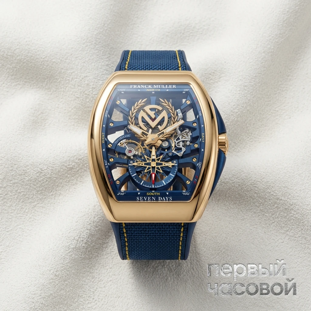 Купить элитные часы Franck Muller Mens Collection Vanguard Yachting Anchor Skeleton  Emblem V 45 S6 SQT ANCRE FM YACHT (BL) YG: в наличии в Москве!