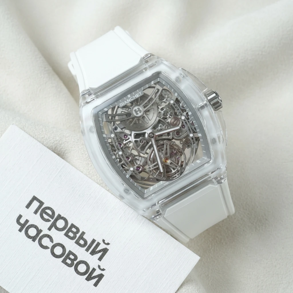 Купить элитные часы Bianchet UltraFino Skeleton Sapphire White Flying Tourbillon CYKA TXXF M: в наличии в Москве!