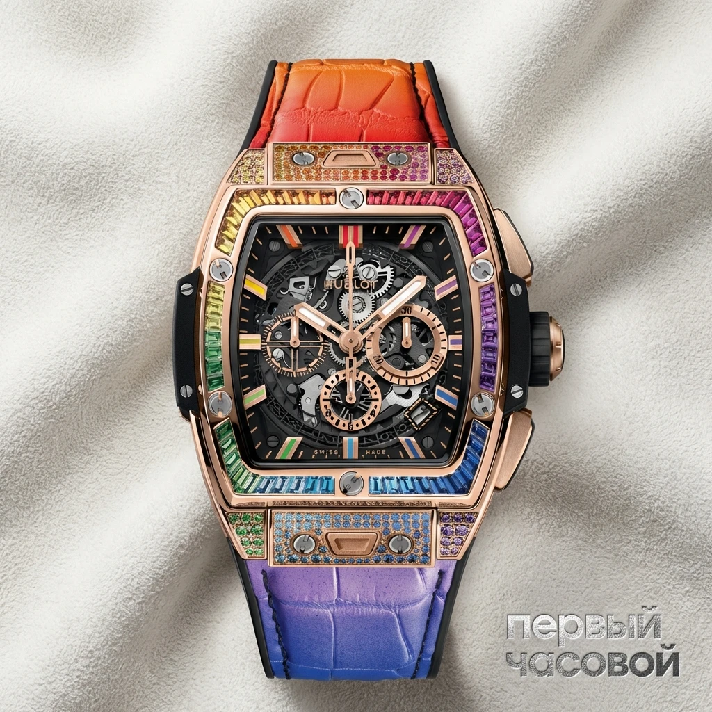 Купить элитные часы Hublot Shaped Spirit Of Big Bang King Gold Rainbow 642.OX.0118.LR.0999: в наличии в Москве!