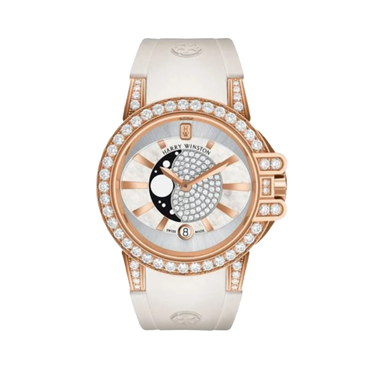 Купить элитные часы Harry Winston Ocean Lady Moon Phase OCEQMP36RR003: в наличии в Москве!