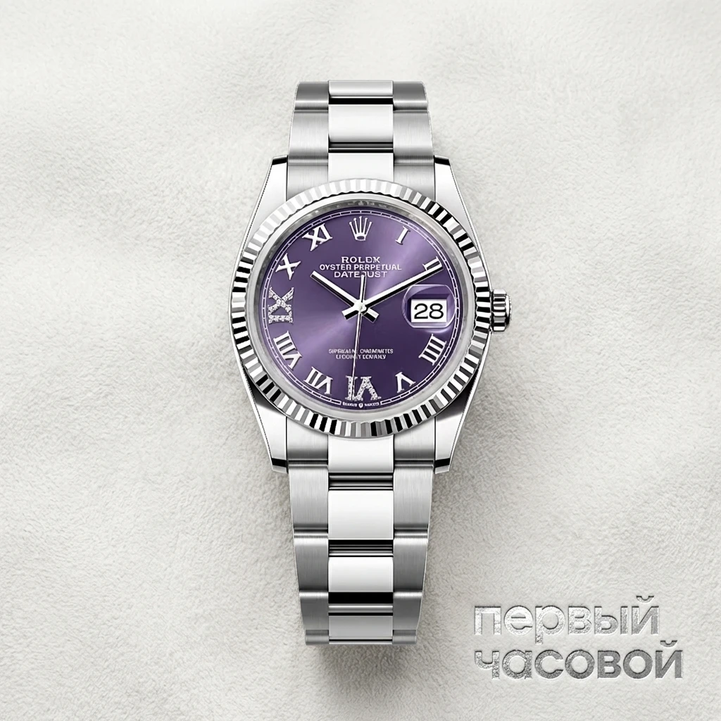 Купить элитные часы Rolex Datejust 36Mm Steel &amp; White Gold Purple Dial Oyster 126234: в наличии в Москве!