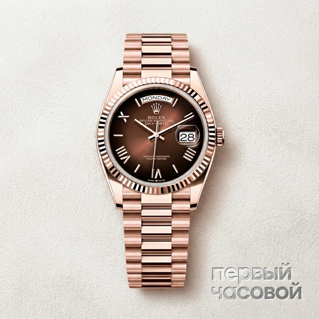 Rolex Oyster Perpetual Day‑Date 36 Everose Gold Brown Ombré Dial 128235