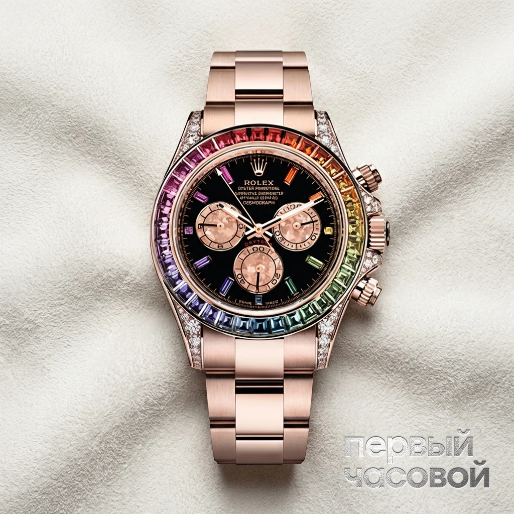 Купить элитные часы Rolex Oyster Perpetual Daytona Rose Gold Custom Rainbow 116505FIX (116595RBOW): в наличии в Москве!