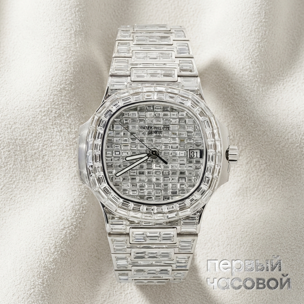 Patek Philippe Nautilus Custom White Gold All Diamond Chandelier