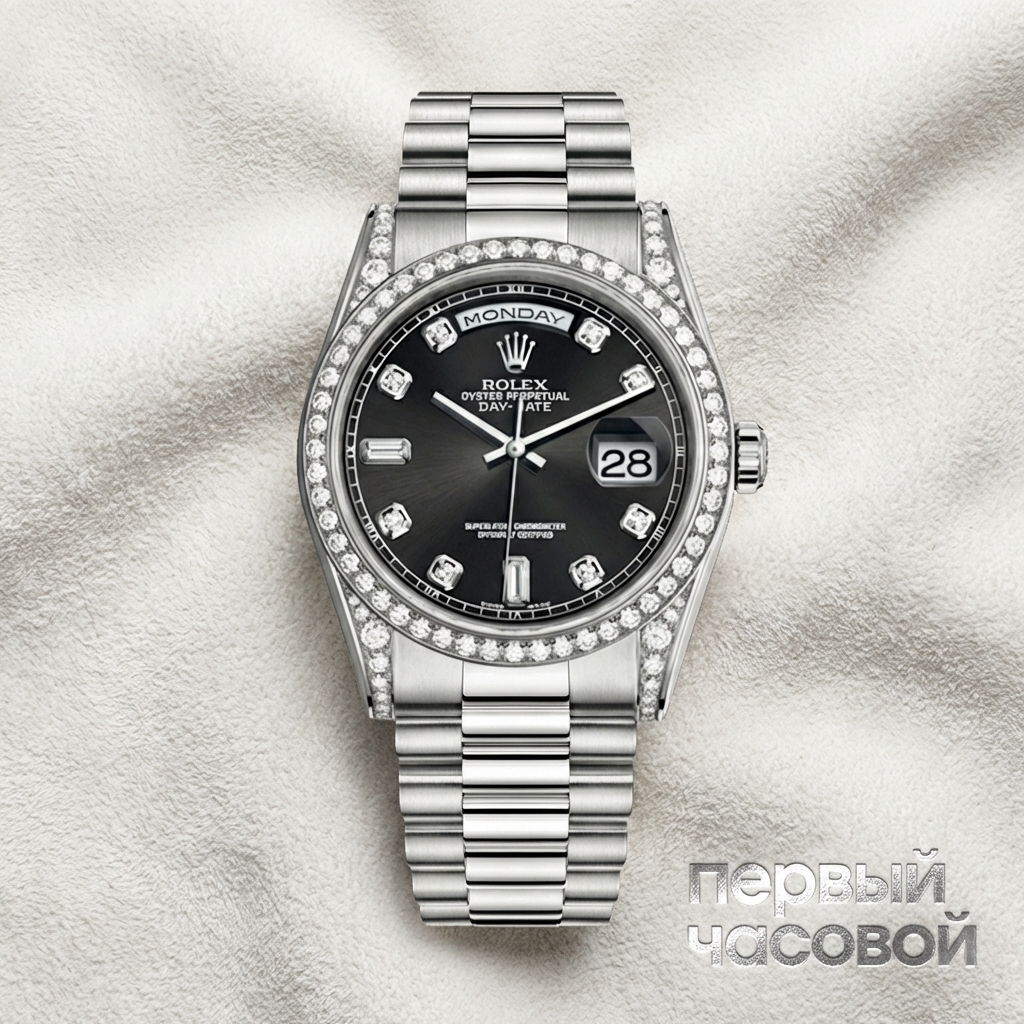 Rolex Day-Date 36 мм White gold Factory Diamonds