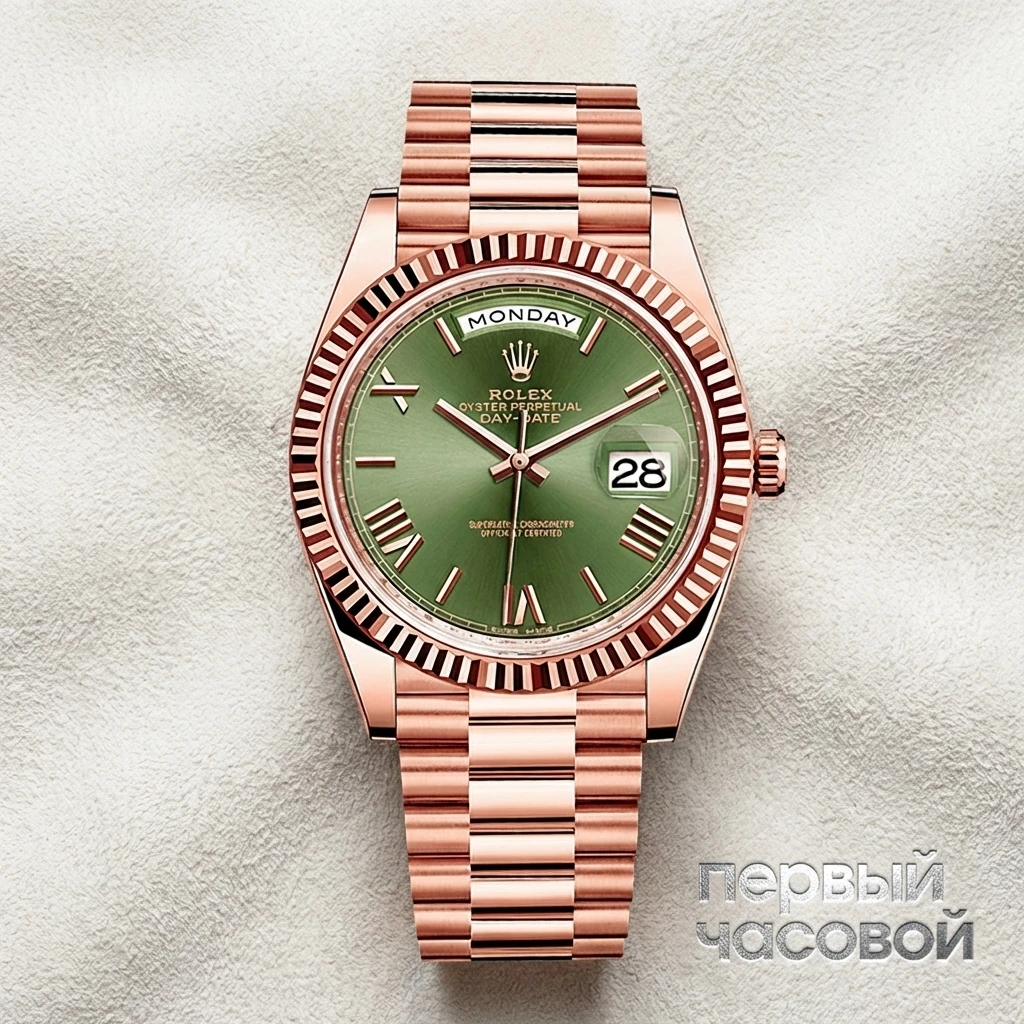 Купить элитные часы Rolex Day-Date 40 Mm Rose Gold Olive Dial 228235: в наличии в Москве!