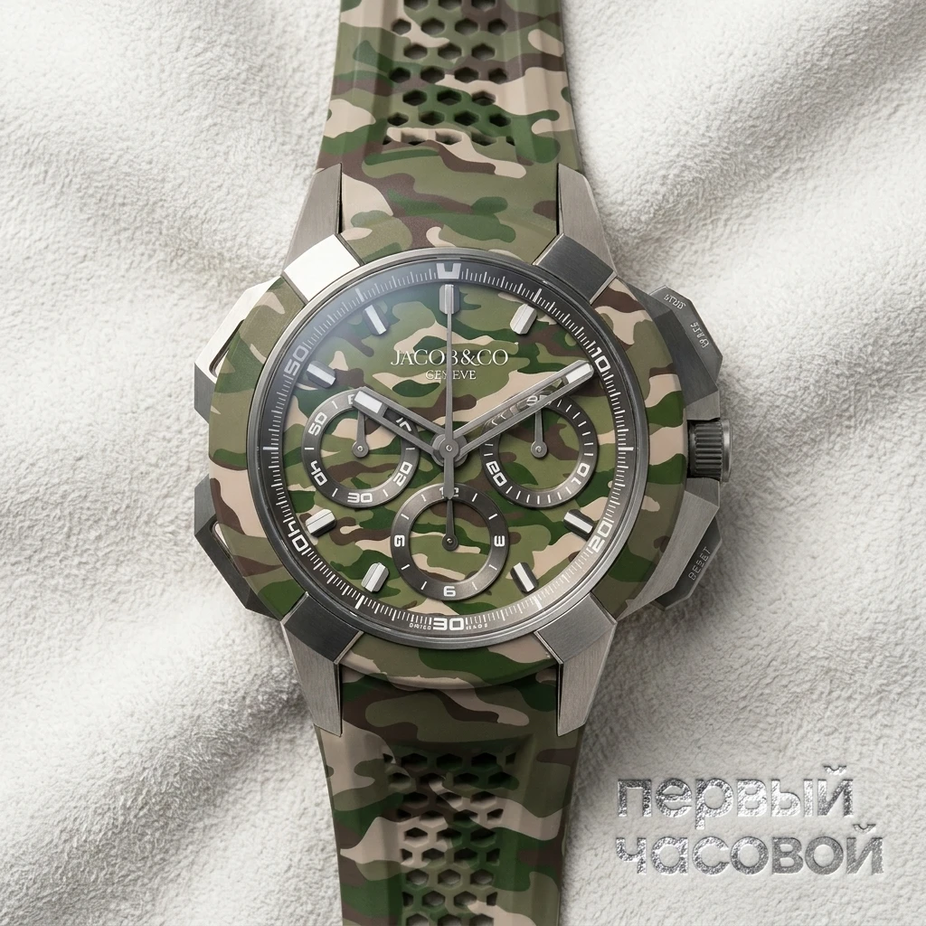 Купить элитные часы Jacob &amp; Co EPIC X CHRONO TRI DIAL GREEN CAMO EC440.20.AB.AA: в наличии в Москве!