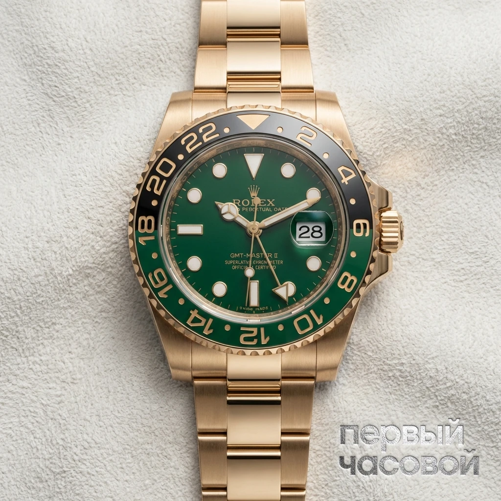 Купить элитные часы Rolex Gmt Master Yellow Gold Green Dial 116718LN: в наличии в Москве!