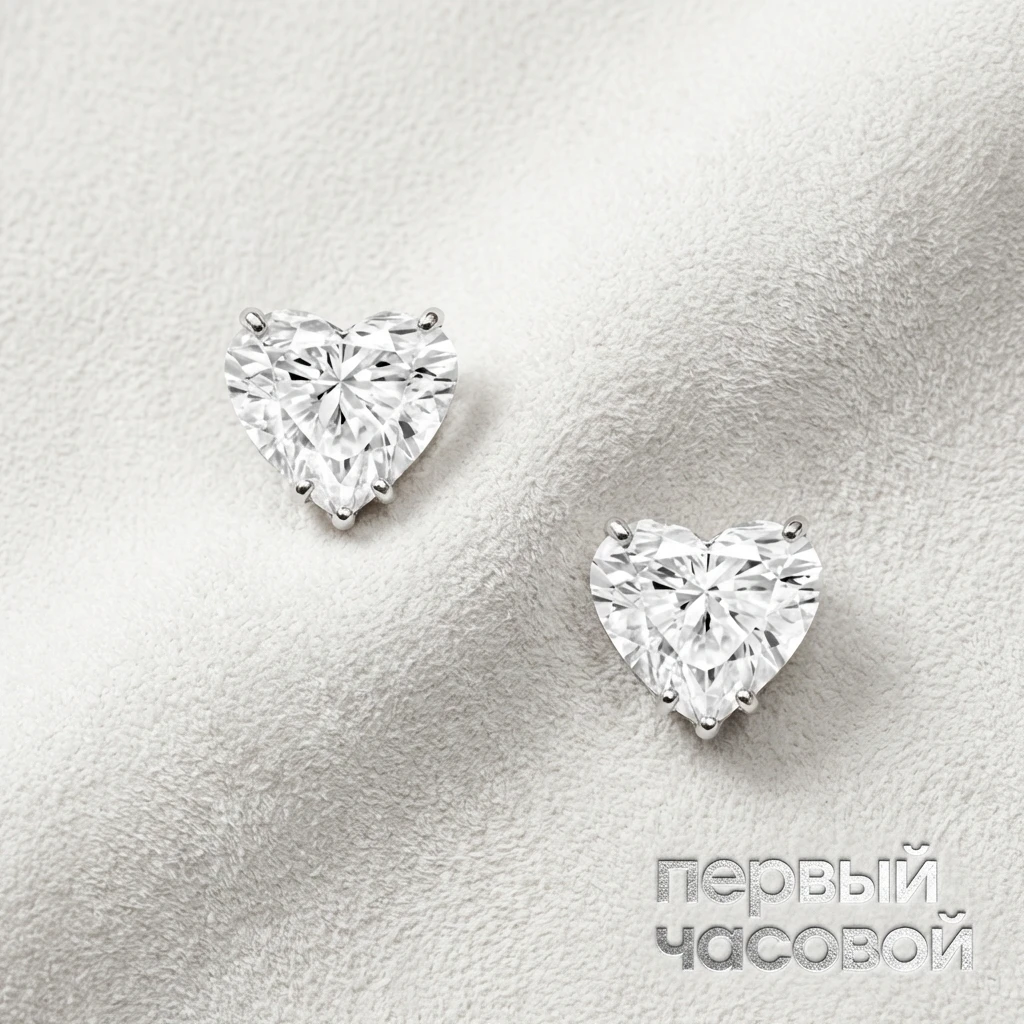 Купить украшение Graff Heart Shape Diamonds Stud Earrings 0,70/0,71 ct. HST01: в наличии в Москве!