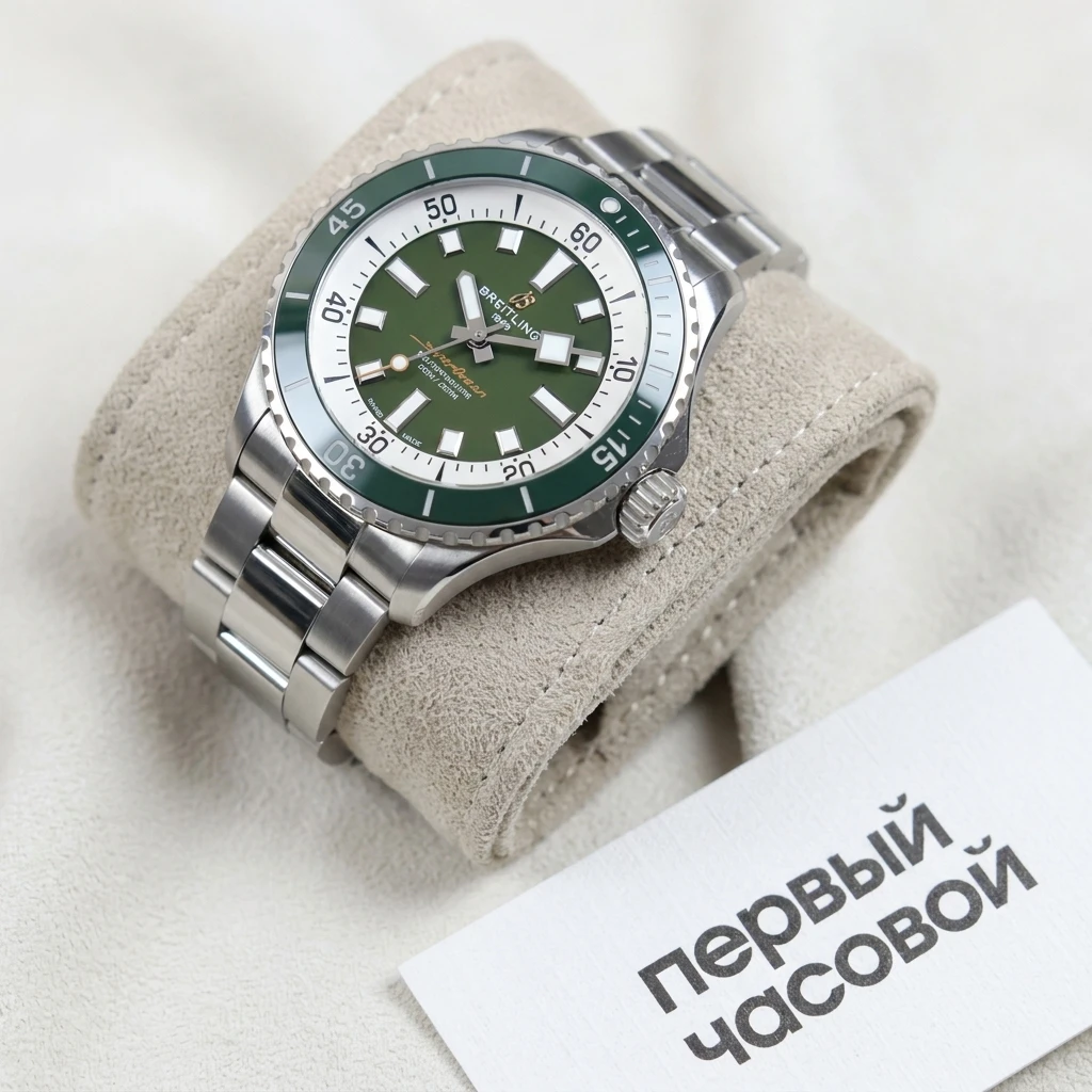 Купить элитные часы Breitling Superocean Automatic 44 Green Dial A17376A31L1A1: в наличии в Москве!