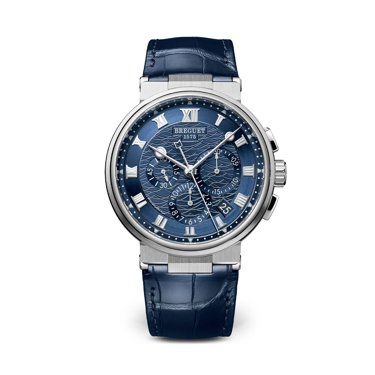 Купить элитные часы Breguet Marine Chronograph White Gold Blue Dial 5527 5527BB/Y2/9WV: в наличии в Москве!