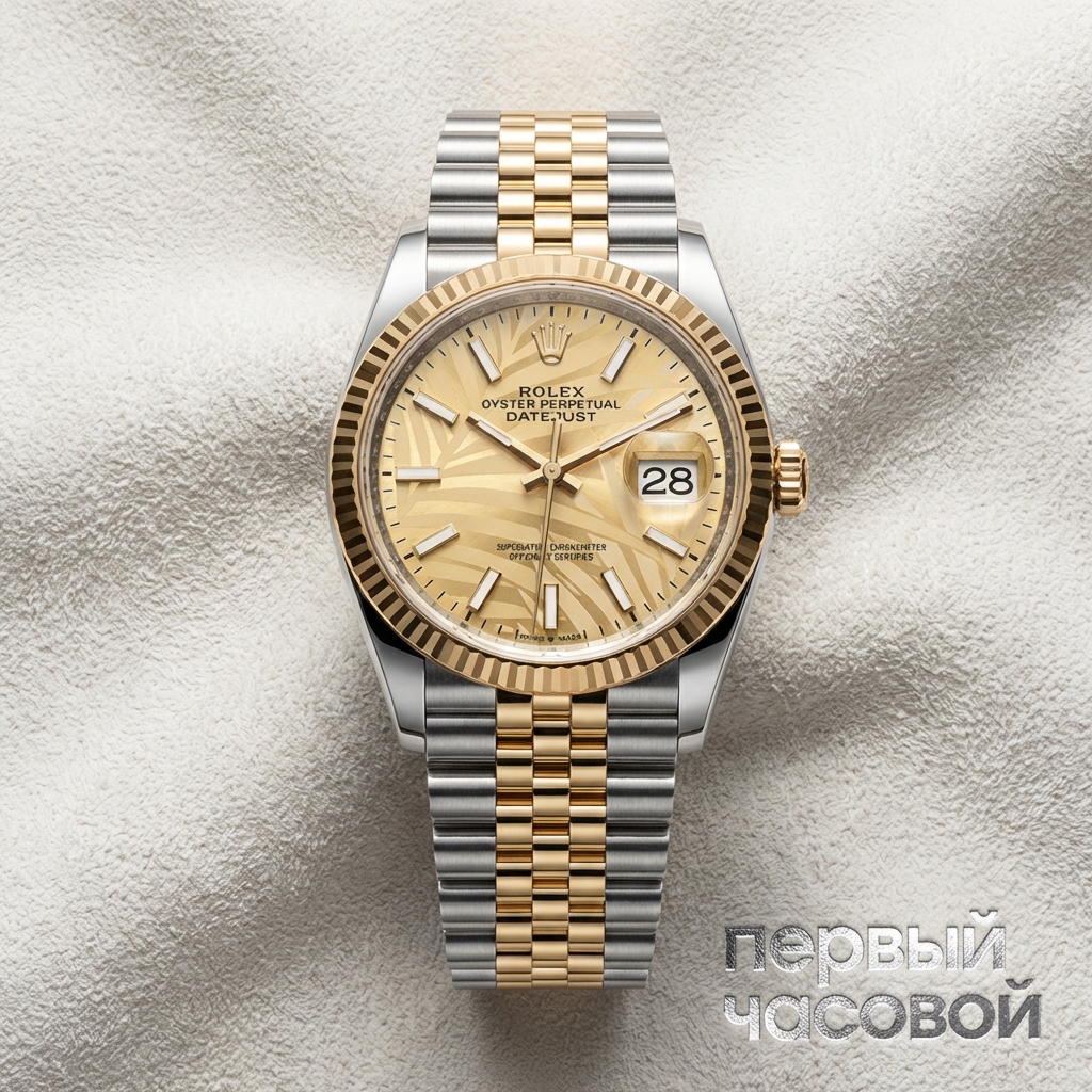 Rolex Datejust 36Mm Steel & Yellow Gold Palm Motif