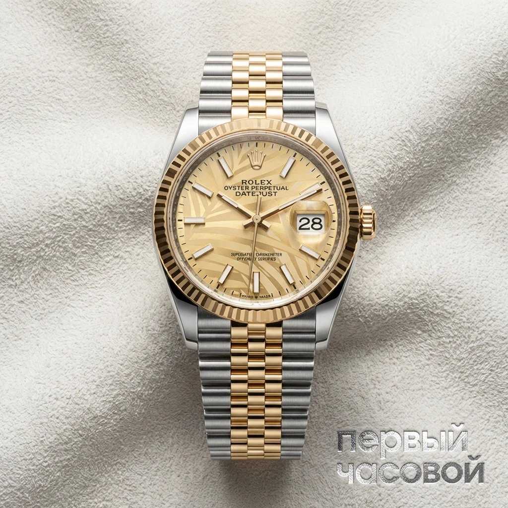 Rolex Datejust 36Mm Steel & Yellow Gold Palm Motif 126233