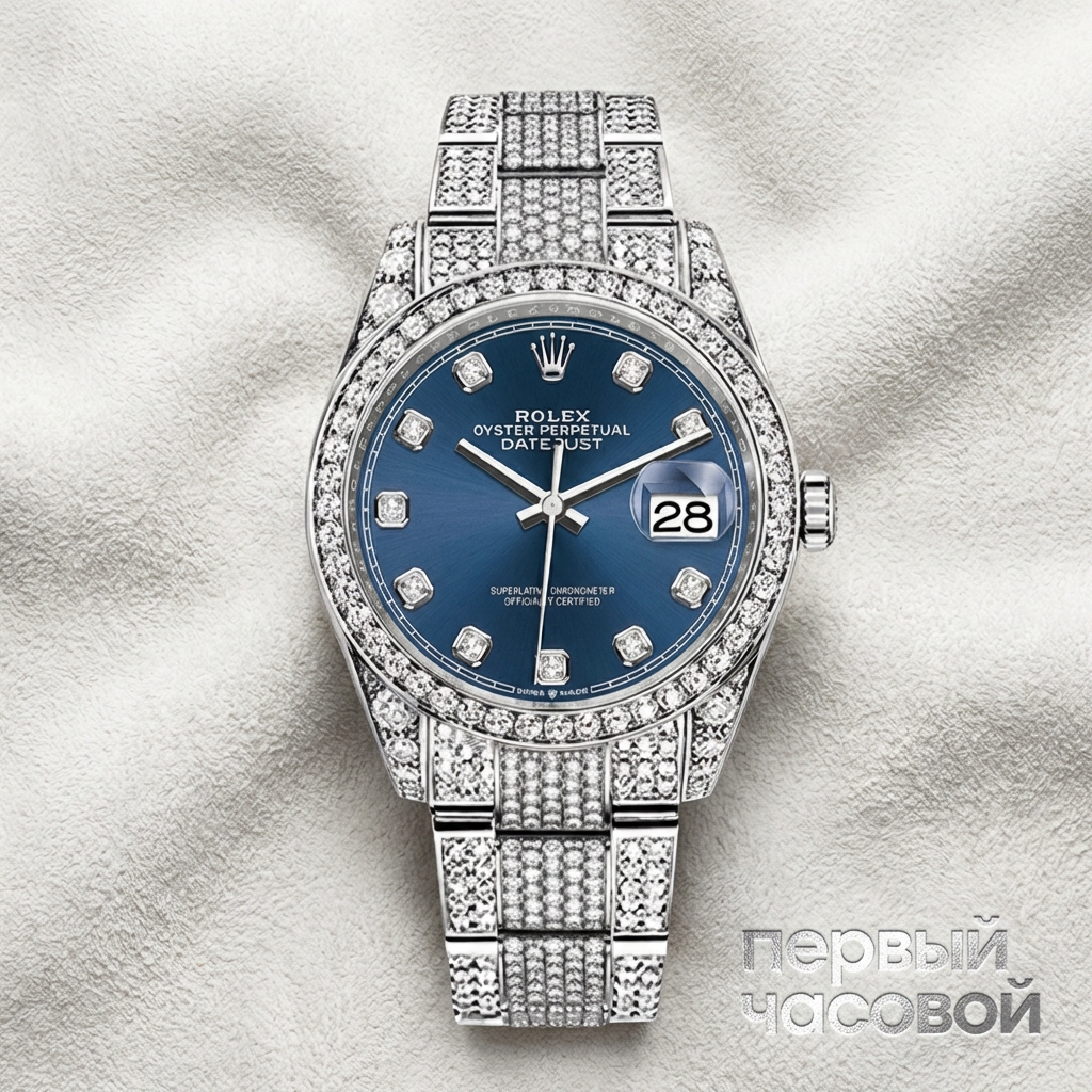 Rolex Datejust 36 mm Custom Diamonds Pave Blue